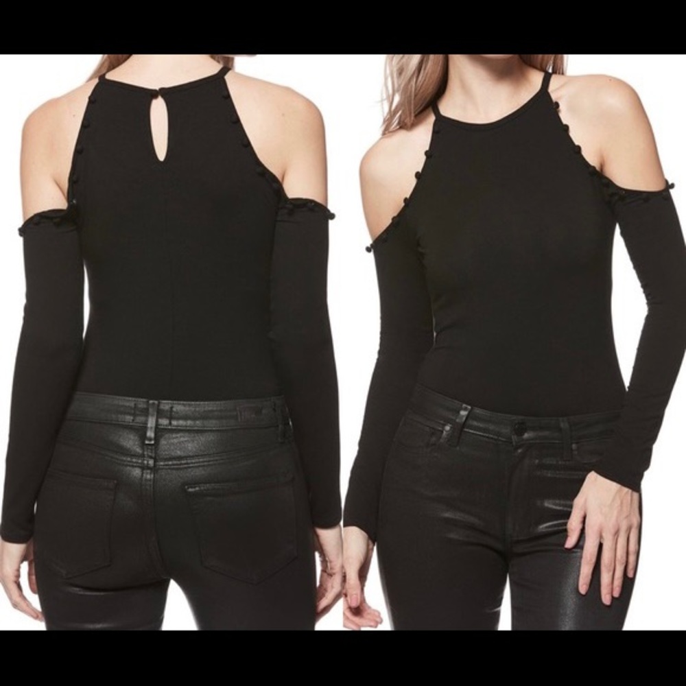 Paige Black Siana Cold Shoulder Bodysuit Size S